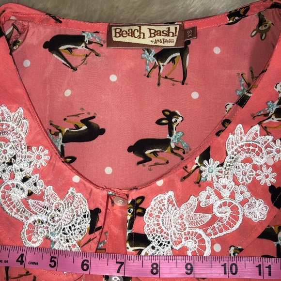 Beach bash cute deer print button up blouse - Picture 7 of 7